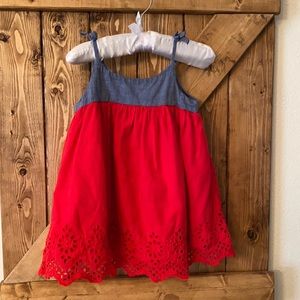 Baby Gap Blue and Red Scalloped Dress SZ 6-12 months